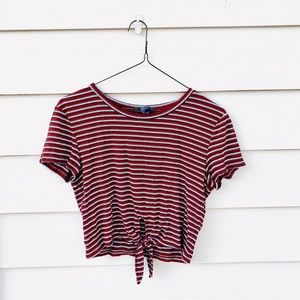 Forever 21 red and white striped crop top